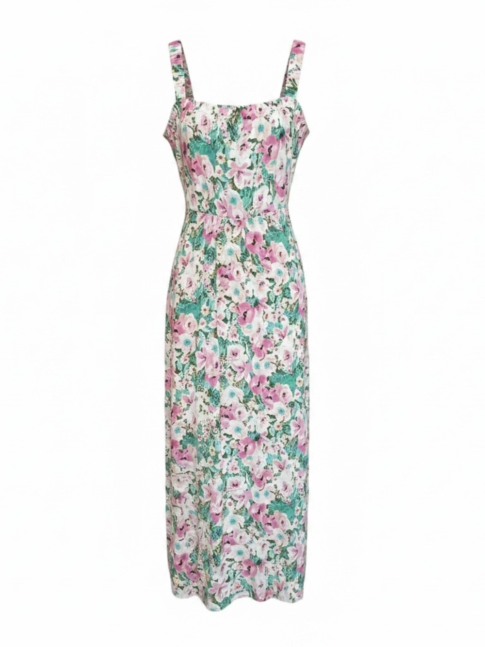 entro Floral Maxi Dress in Pink, Green and White